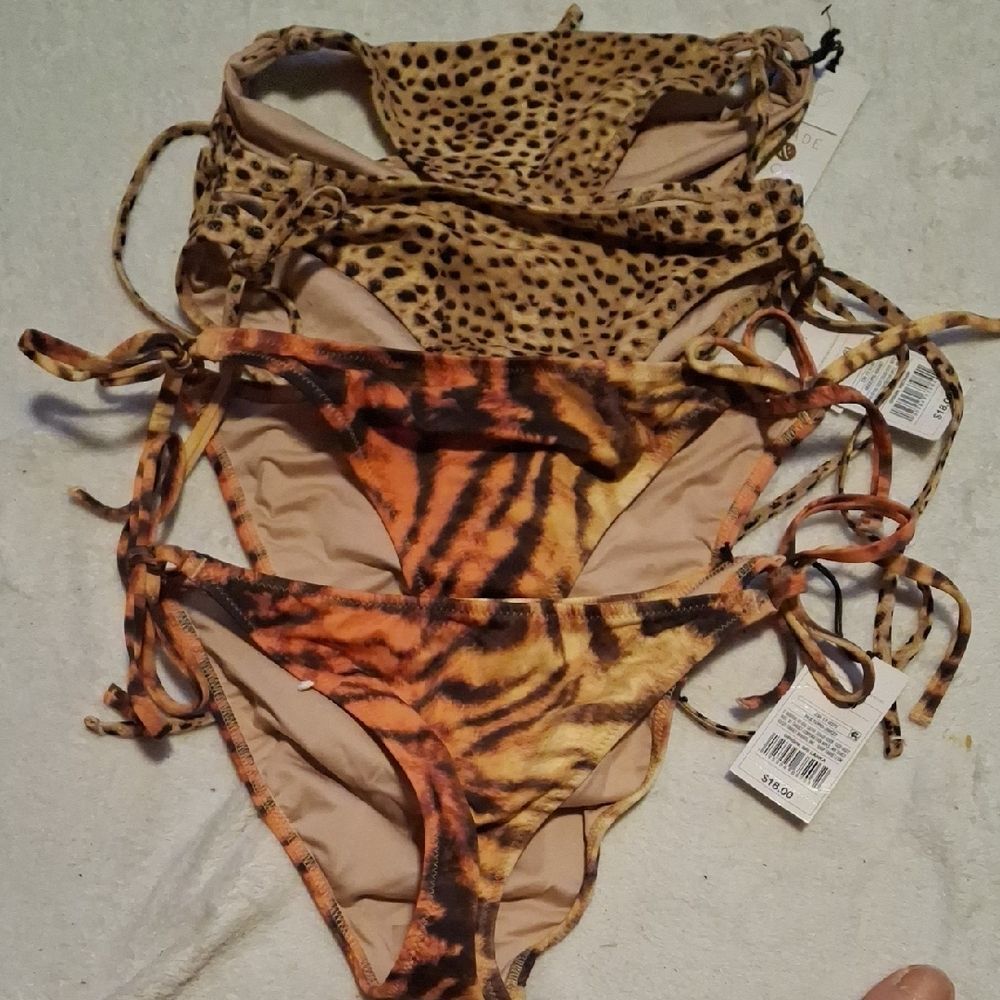 Shade & Shore Leopard and Tiger Print Bikini Set 4 Bottoms (Swi040)